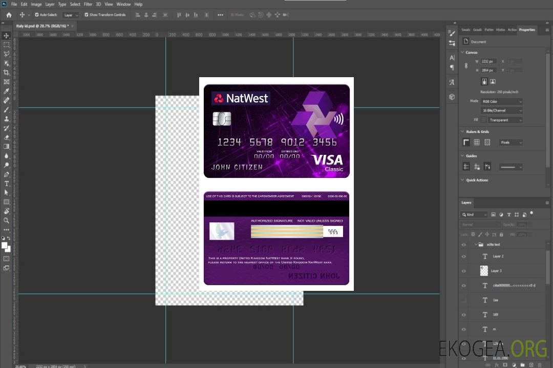 Carte visa classique de la banque NatWest du Royaume-Uni template Carte visa classique de la banque NatWest du Royaume-Uni template